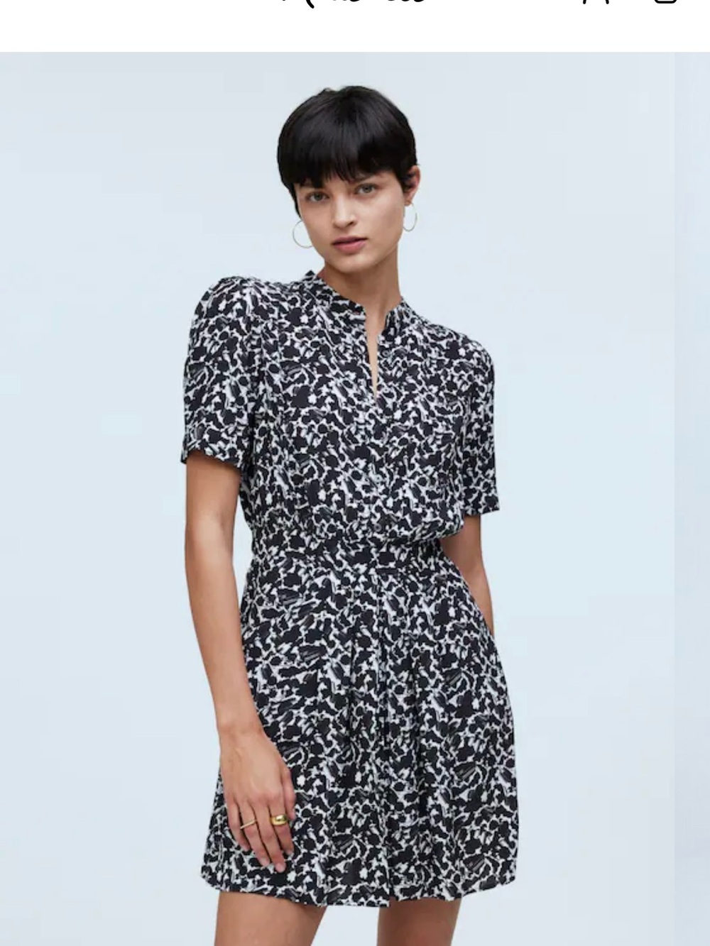 Madewell Black and White Printed Mini Dress